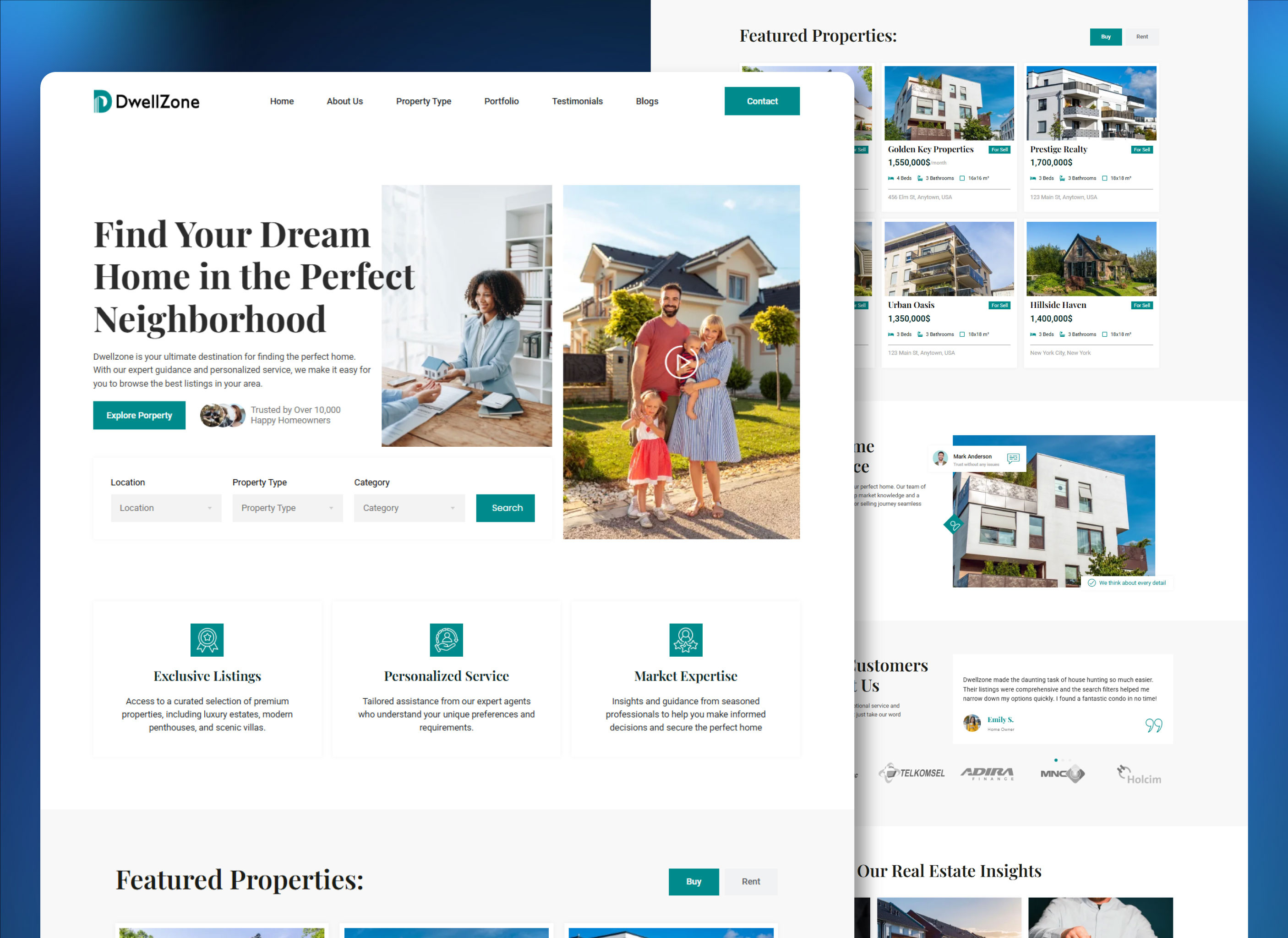 Example of Real Estate Website & Landing Page UI/UX