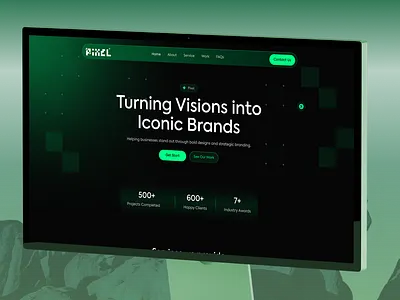PIXEL – Digital Branding Agency Website UI agencylandingpage brandingwebsite cleaninterface creativeagencywebsite darkmodeui digitalagencyui landing page minimalwebui modernwebdesign uiuxdesign webdesign2025 website design websiteredesign
