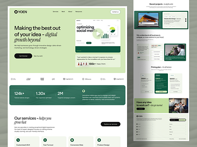 Modern Website Design for a Digital Growth Agency 🌱 branding design landing page ui ui design uiux web design website