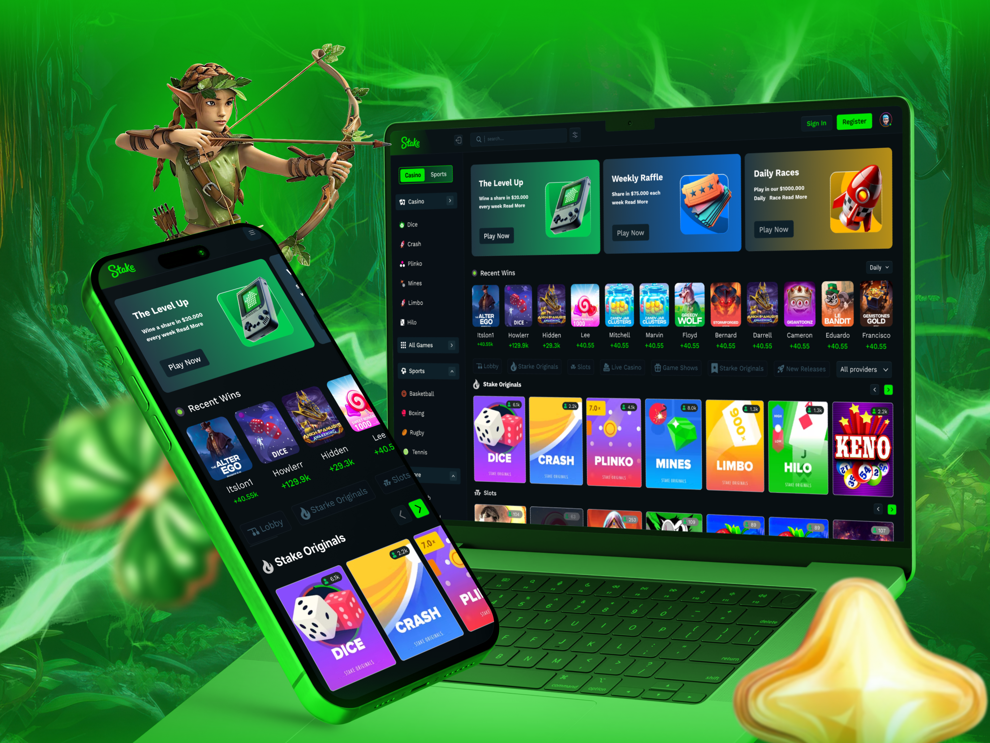 Example of Gambling Website (Desktop + Mobile) 