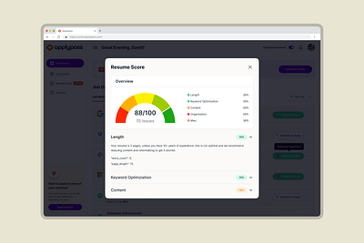 AI-Powered Job Application Portal ai application dashboard cover letter dashboard design ios job job dashboard job hunt job portal mobile product design resume resume scorer web design