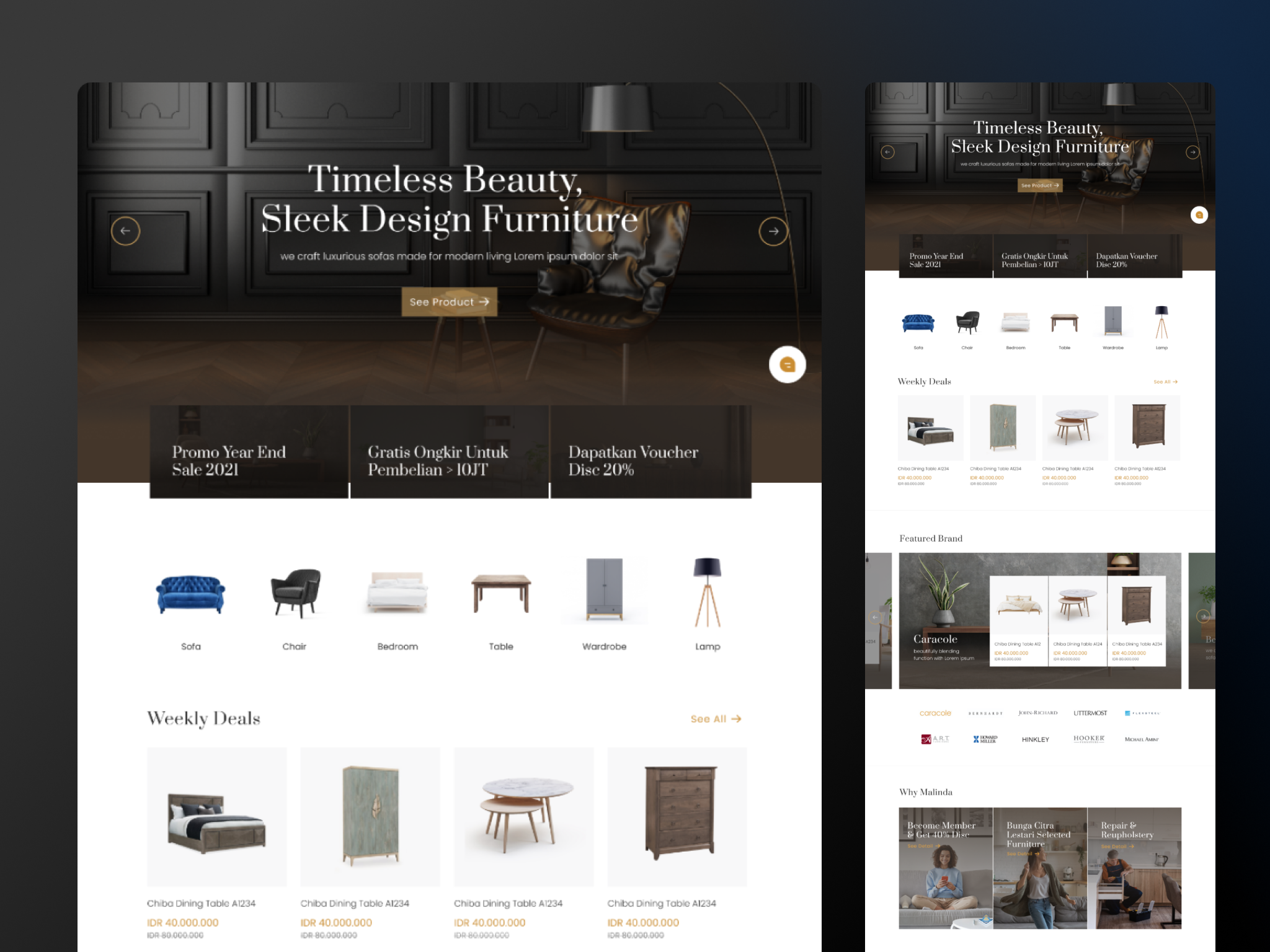 Classic Luxury Furniture E-Commerce ecommerce furniturewebsite homepage ui uidesign