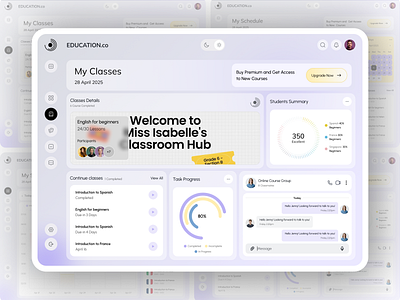 Education Platform admin page dashboard dashboard ui design agency education education app interface metrics minimal online courses online lessons app platform product saas startup ui ux uibulbul web web app web design