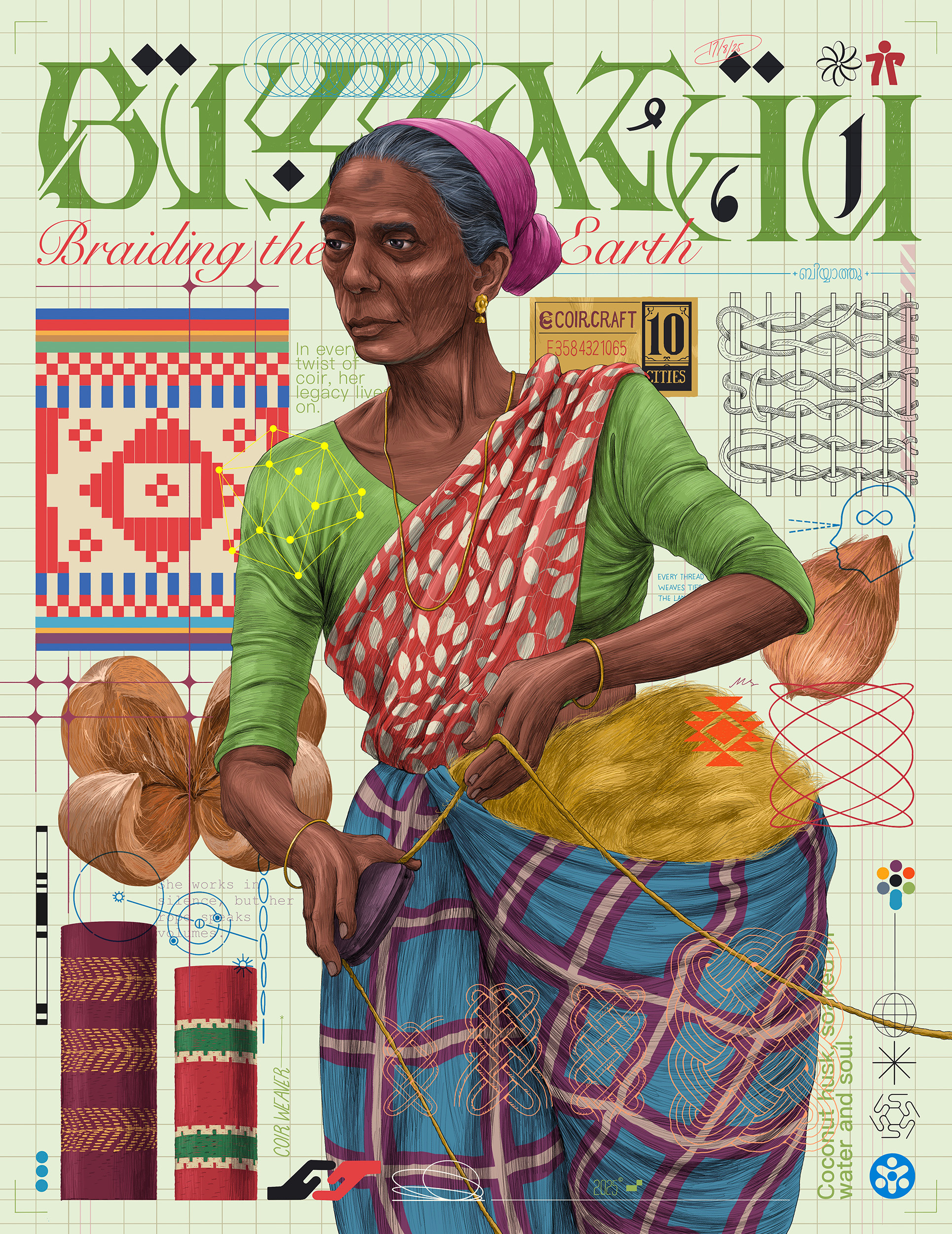 Biyyathu – Braiding the Earth art design ffk folksfromkerala illustration sajid