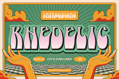Khedelic 3d font bold font branding concert poster custom font font font style free font groovy font hipster font lettering logo type merchandise design music festival poster psychedelic font retro font retro modern trippy font typography vintage font