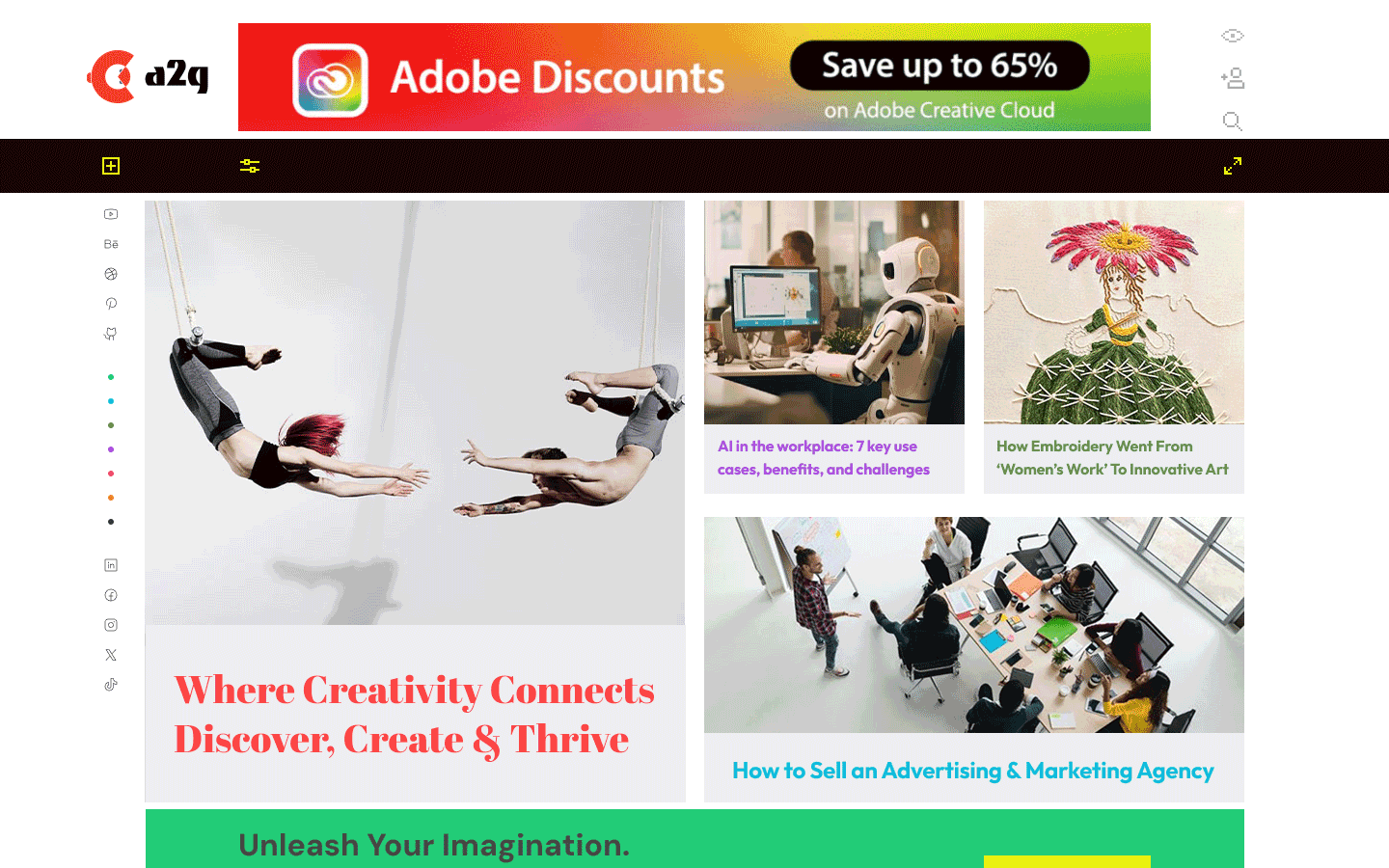 A2G stands for Art, Culture, Business, Design, Education. ui ux web