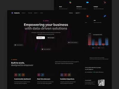 DataLinx landing page analytics b2b clean dark enterprise figma flat landing minimal saas ui ux web design webdesign website