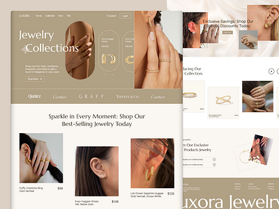 LUXORA | e-commerce Jewelry website branding diamondearing diamondring dimond e commerce fashion jewelry landing page luxyry minimal shop ui web desing web page website