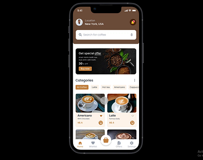 Coffee Shop Mobile App add to cart clean design coffee shop design thinking interaction mobile app product design prototype ui ux ux design