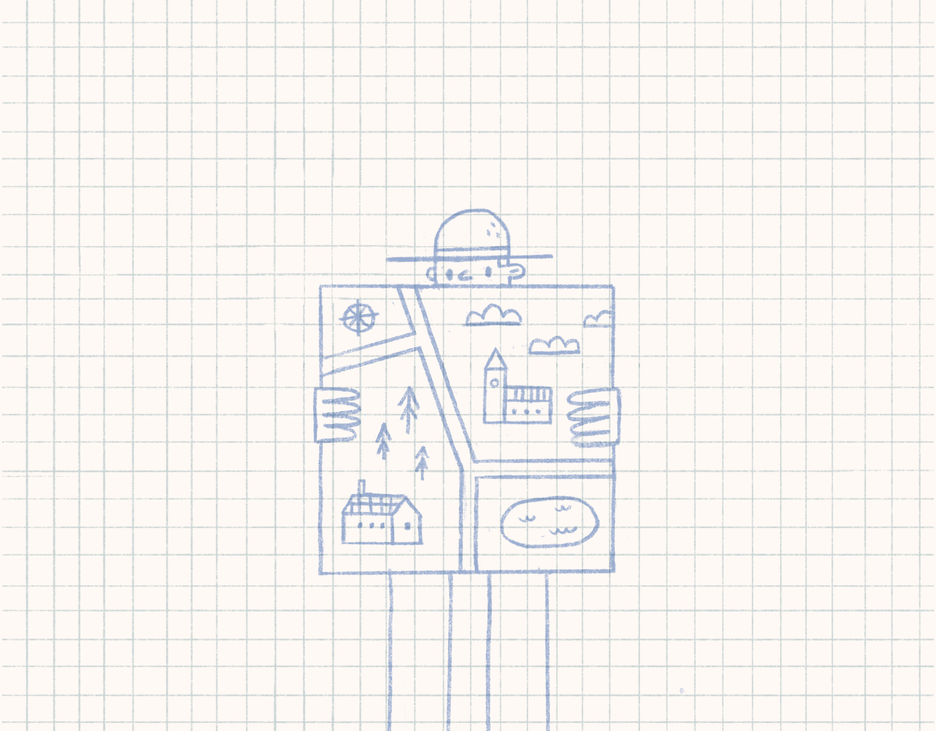 Route Planner boy character doodle hat illustration journey man map navigation plan procreate route texture travel traveller