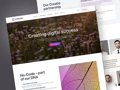 Website For Crecise: Your CRM Partner corporate crm design home page light theme no code tech ui uiux ux web web design webdesign website