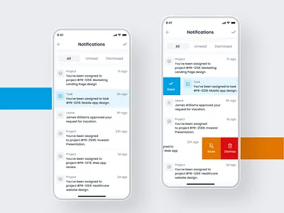 Time Tracking & Project Management Mobile App - Notifications app clean design interaction interface management mobile mobile app navigation notifications product project management redesign time tracking tracking ui ux