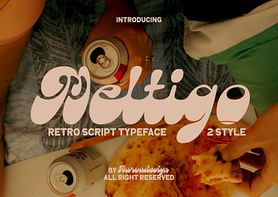 Meltigo Font brand identity branding classic font fonts food free font groovy handwritten headline italic lettering logotype packaging pizza poster retro script typeface vintage