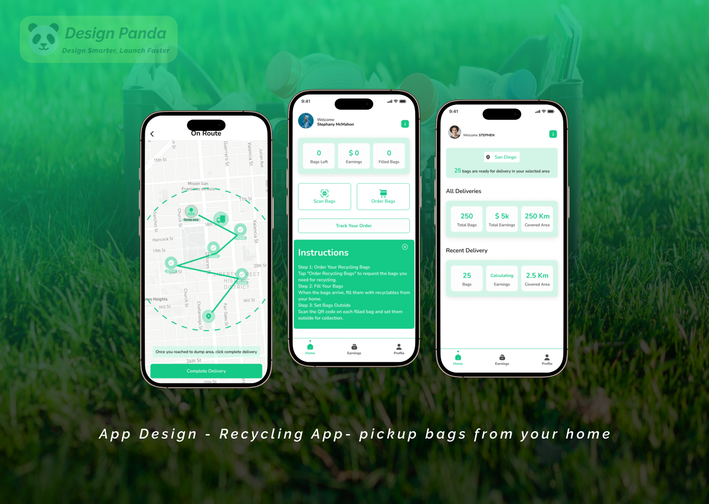 Recycling App - Buy bags, gather garbage at home and earn android app bags bags qr codes best branding creative design graphic design illustration ios picking services prototype qr recycling app twiking ui