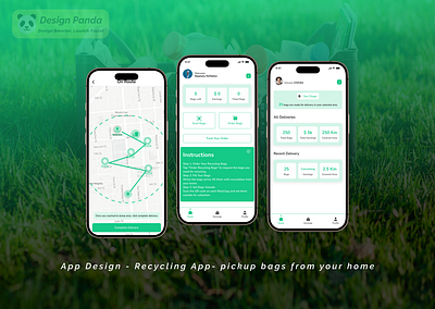 Recycling App - Buy bags, gather garbage at home and earn android app bags bags qr codes best branding creative design graphic design illustration ios picking services prototype qr recycling app twiking ui
