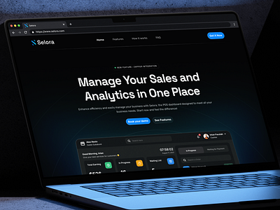 Selora – POS Landing Page (Mockup) analytics app clean dashboard demand design market minimal pos saas sales sell stock ui ux website