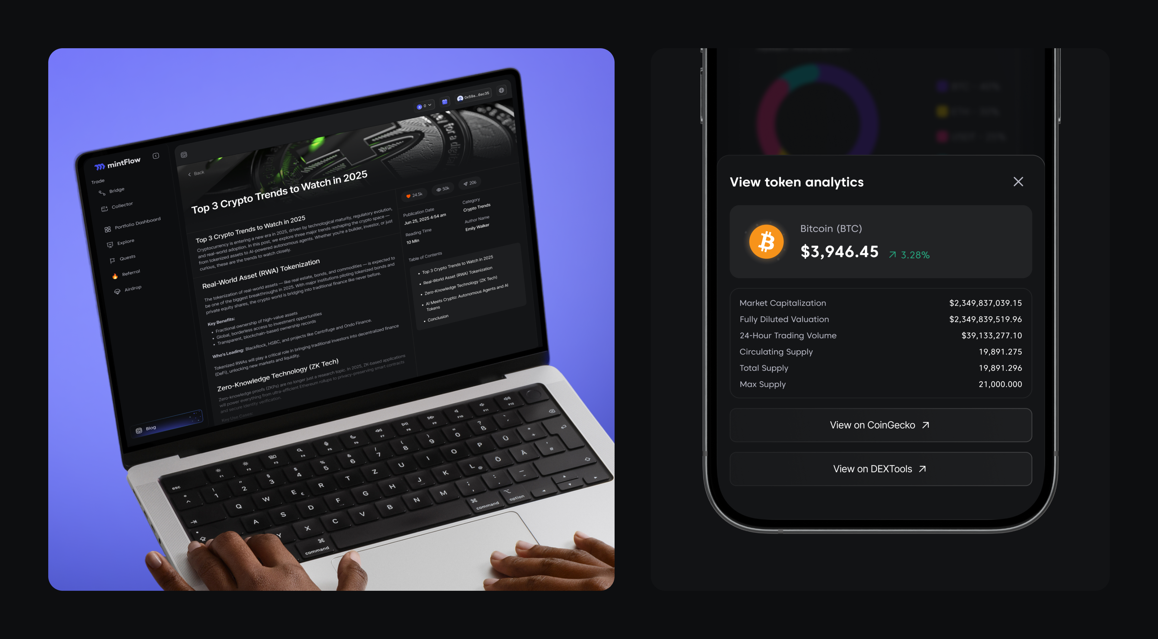 Cross-Chain Bridge & Web3 Portfolio Experience blockchain bridge crypto dark dashboard defi nft portfolio uxui web3