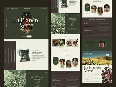 La Planète Verte — Floral Design Class Website botanical design classic modern classic modern web design classic web course course website editorial layout editorial web design elegant ui floral course floral design florist french aesthetic interactive web design minimalist ui uiux webdesign