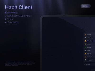 Hach Client cheat game hack mainmenu minecraft ui uiux uix ux