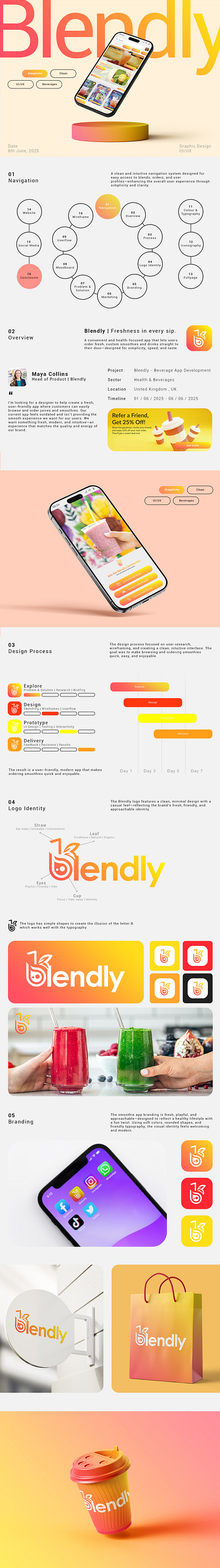 Blendly | Smoothie App Design & Marketing app branding design graphic design illustration logo typography ui ux vector