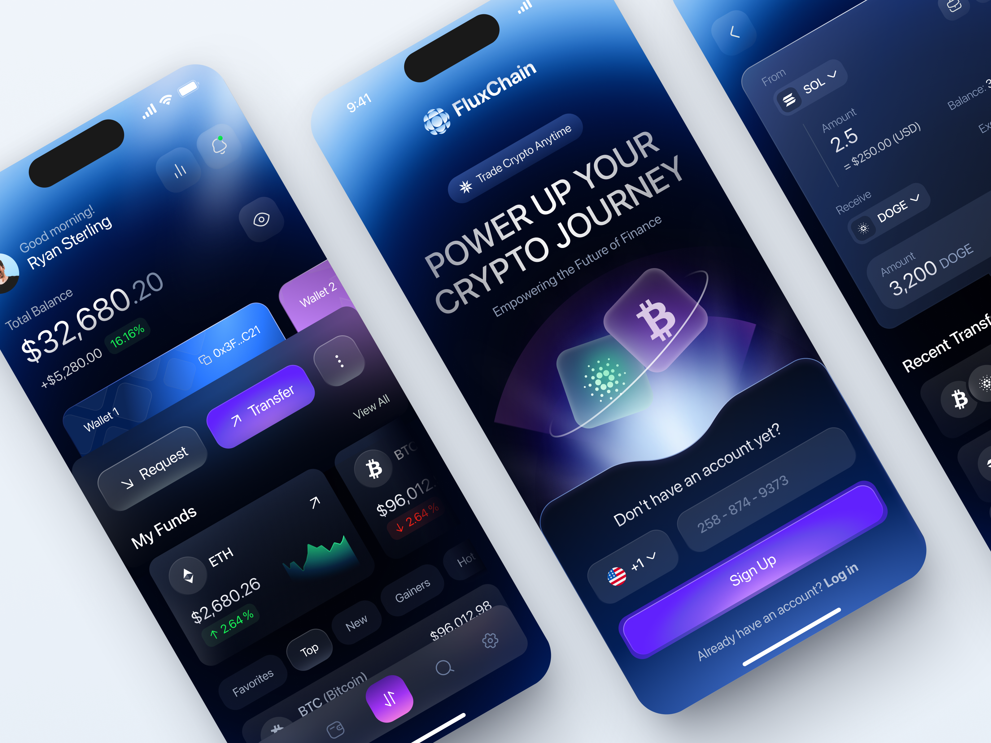 Example of Mobile design for Crypto, Blockchain