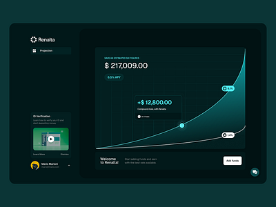 Renalta app login app balance dashboard desktop earnings finance graph homepage ui ux webapp
