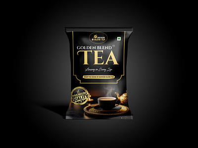 Elegant Black & Gold Luxury Tea Pouch Packaging Design elegant tea pack