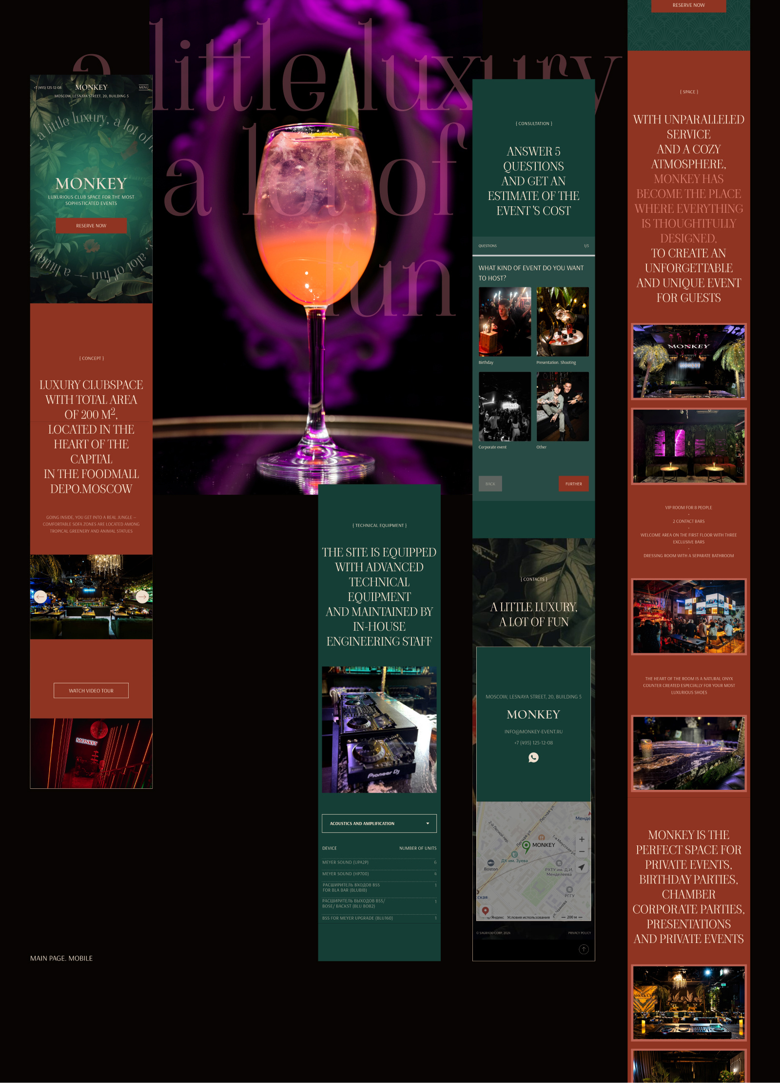 Landing page for Club space. UX|UI. Development branding darksite design event landingpage ui ux web webdesign