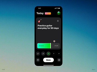 Habit tracker app black branding bright dark design gradient ios mobile mobile app mobile design mobile ui night ui ux