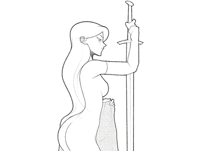 warrior black and white body character character design comic draw drawing fantasy halftone illustration line minimal monochrome pencil simple sword warrior