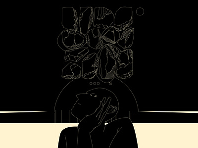 Modern days, old problems. abstract blog composition conceptual illustration design editorail illustration editorial illustration laconic lines mental health minimal news poster problems solutions thinker thinking work
