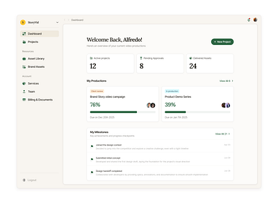 Video Production Dashboard UI design ui ux website website design