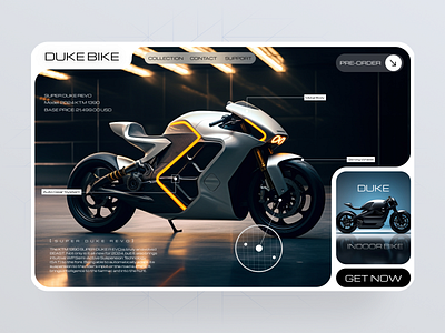 DUKEBIKE - Futuristic Bike Web Hero Showcase ⚡️ cleanui creativeagency dailydesign darkvibes design concept dribbbleshots ebike electricbike futuristicbike landing page modern concept modern design rompweb ui uiux web design webinterface