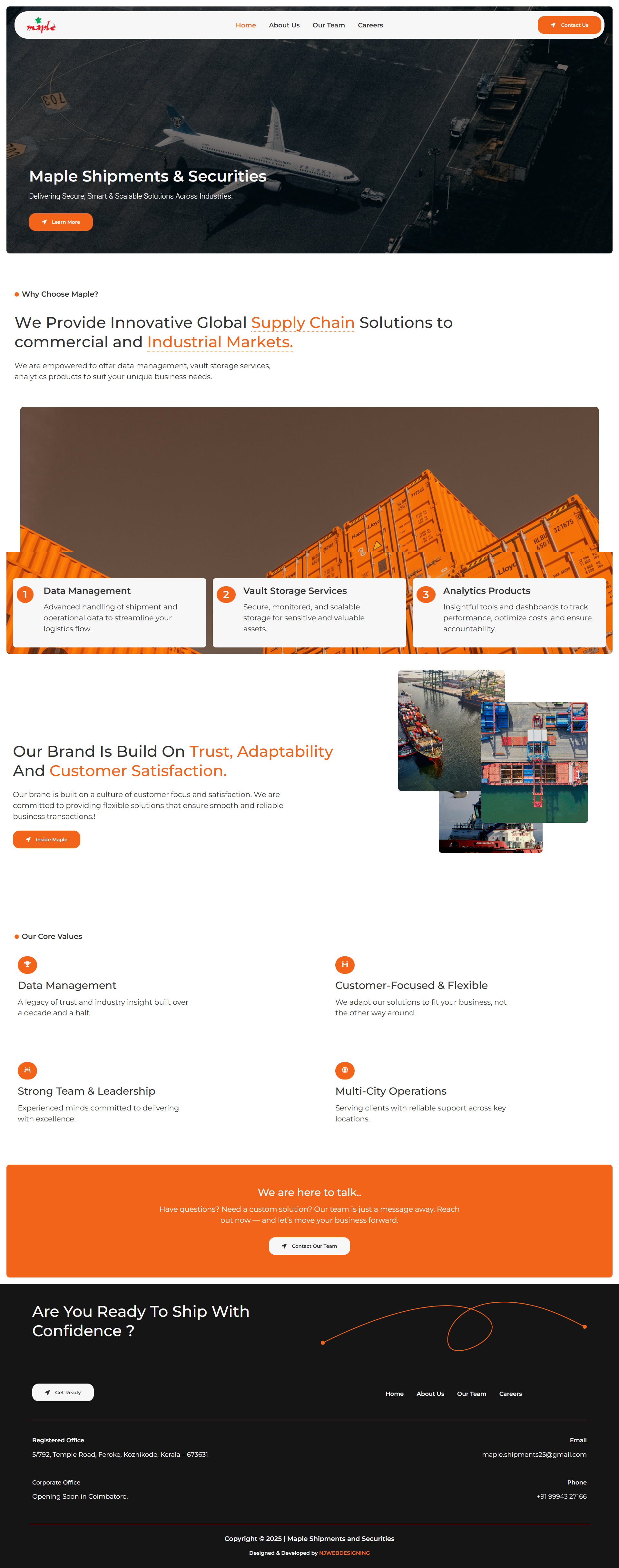 Maple Shipments & Securities Website Design - NJWEBDESIGNING figma shipment website ui website ui