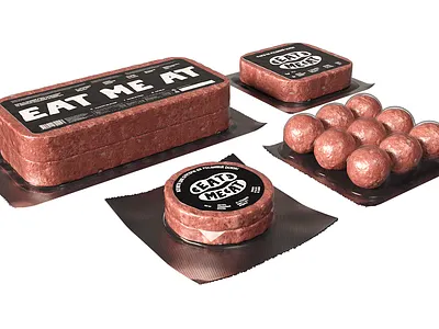 3D model and animation of Vegan meat packs 3d animation 3d food 3d model motion graphics