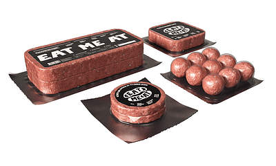 3D model and animation of Vegan meat packs 3d animation 3d food 3d model motion graphics
