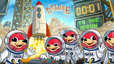 Web3 Meme Art – DAWAE Token Launch 🚀 2d art characterdesign crypto crypto art illustration launch mascot mascot design meme memeart memecoin nasa nft nftart pepe promo art rocket to the moon token web3
