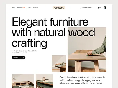 Furniture E-commerce Web Header UIUX ecommerce framer landingpage responsive ui uidesign uiux website