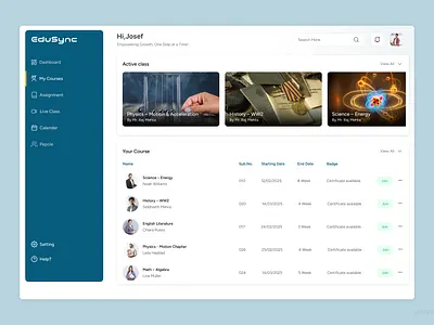 EduSync – Course Manager & Classmate Directory Dashboard UI app branding design graphic design logo typography ui ux