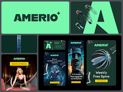 AMERIO✦ banners brand identity brand system brandbook branding casino game guideline igaming latam logo design online poker user aquisition visual language