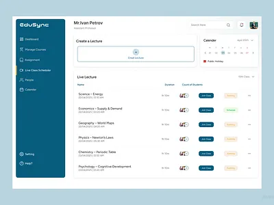 EduSync – Assignment & Live Lecture Dashboard UI By Upcluse app branding design graphic design logo typography ui ux