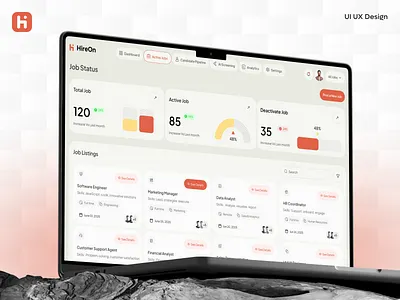 HireOn — Job Listing Screen | HR SaaS App | Potential ai app design dashboard design figma hireon home homepage hr hr saas hrm job listing potential saas saas app ui uiux design ux