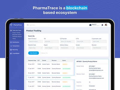 🧬 PharmaTrace – Blockchain-Based Product Tracking Dashboard appdesign branding creativedesign design figma graphic design illustration moderndesign prototype ui ux