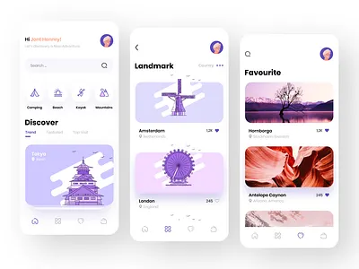 Modern Travel & Discovery App UI appdesign cleandesign exploration location minimalist mobileapp mobileui productdesign travelapp ui userexperience