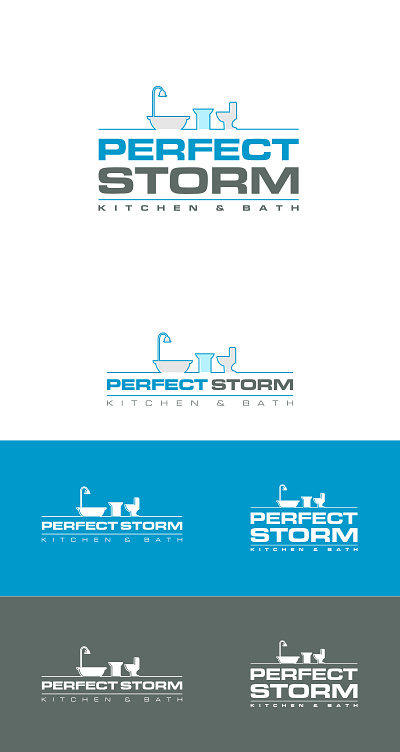 Perfect Storm Kitchen & Bath Logo Design water droplet icon logo