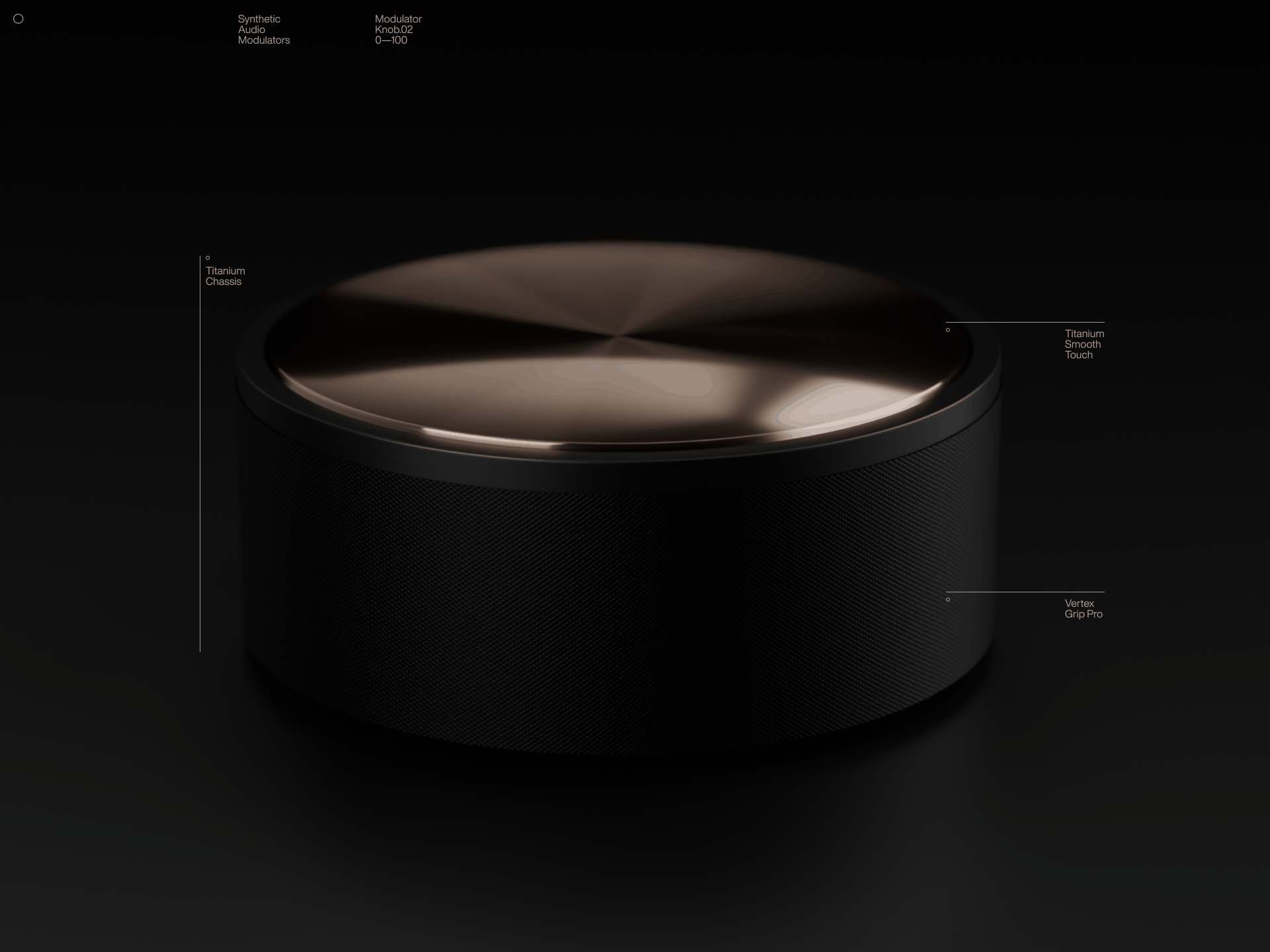 ○ SAM ( Knob.02 / 0—100 ) 3d audio dark interface knobs knurling metal minimal physical visualisation wheel
