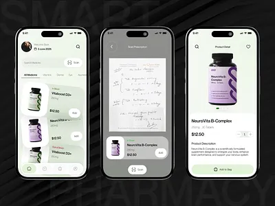Smart AI Pharmacy App app design doctor app health health app health monitoring app healthcare healthcare app healthcare dashboard healthcare ui medical app medicine app mobile app online order app patient dashboard pharma app pharmacy app pharmacy mobile app prescriptions virtual care wellness app