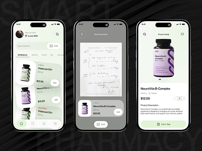 Smart AI Pharmacy App app design doctor app health health app health monitoring app healthcare healthcare app healthcare dashboard healthcare ui medical app medicine app mobile app online order app patient dashboard pharma app pharmacy app pharmacy mobile app prescriptions virtual care wellness app