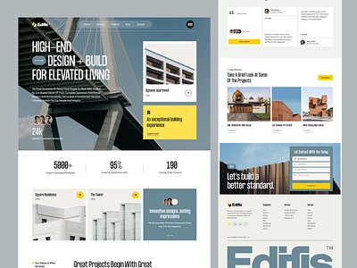 Edifis - Construction Company Website Design architecture branding building construction constructor design footer header hero section home homepage landing page layout property real estate typography ui ux web design website