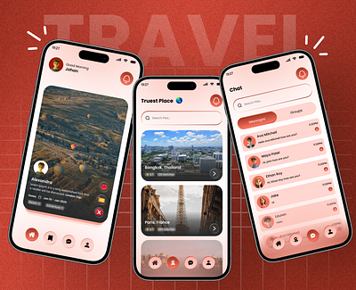 Modern Travel App Concept – UI/UX Design | Apptechies booking figma holidays mobile app tour app travel travel app travel booking travel planner user interface vacation